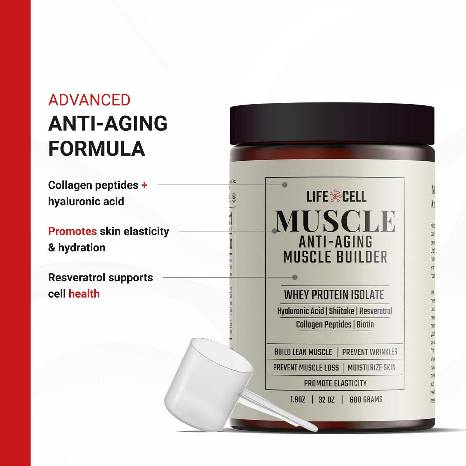 LifeCell Whey Protein – Anti-Aging Muscle Builder with Shiitake 600 Gram