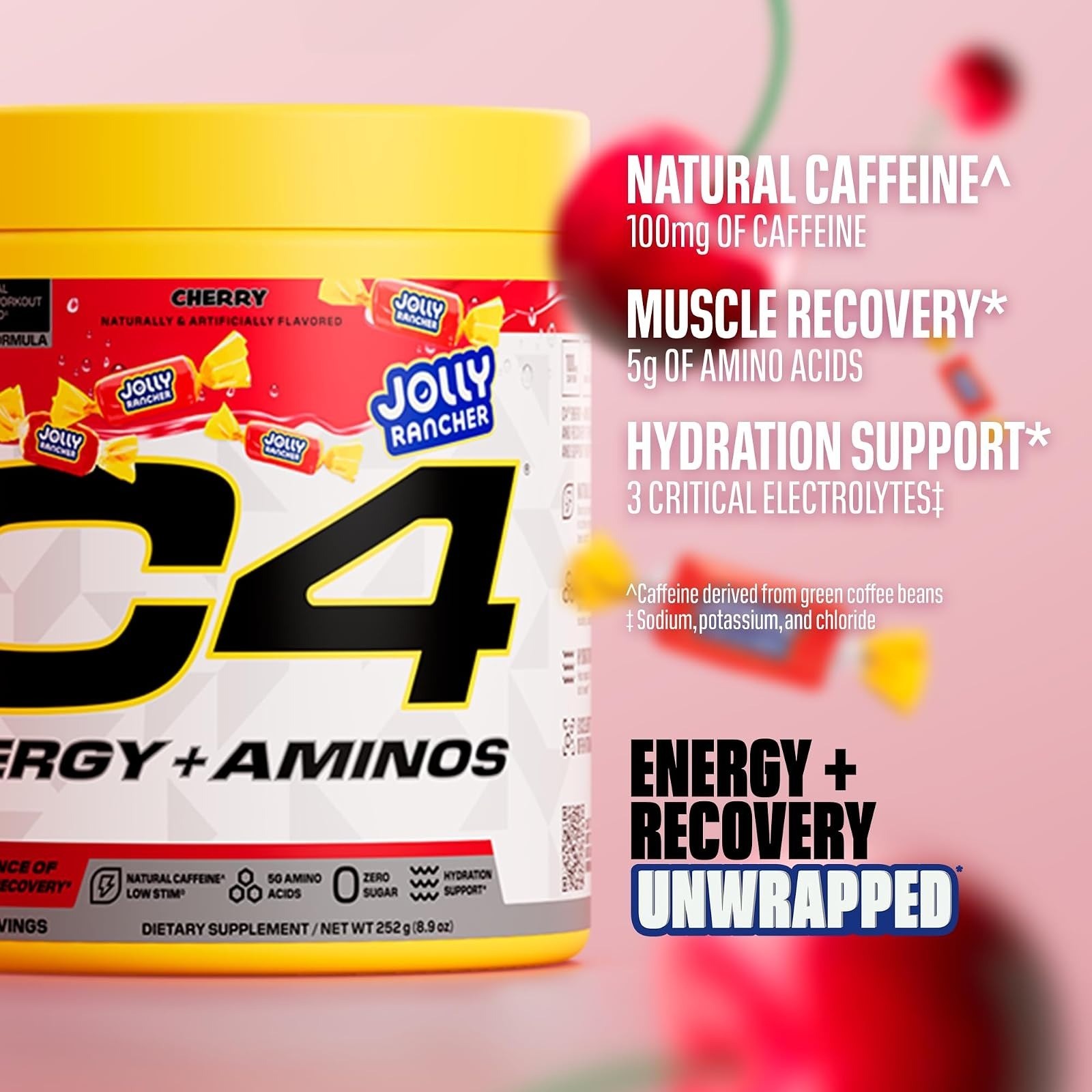 C4 Energy + Aminos Powder Jolly Rancher Cherry – 30 Servings
