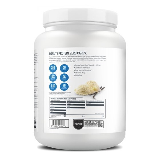 Isopure Zero Carb Whey Protein Isolate Powder, Vanilla, 15 Servings