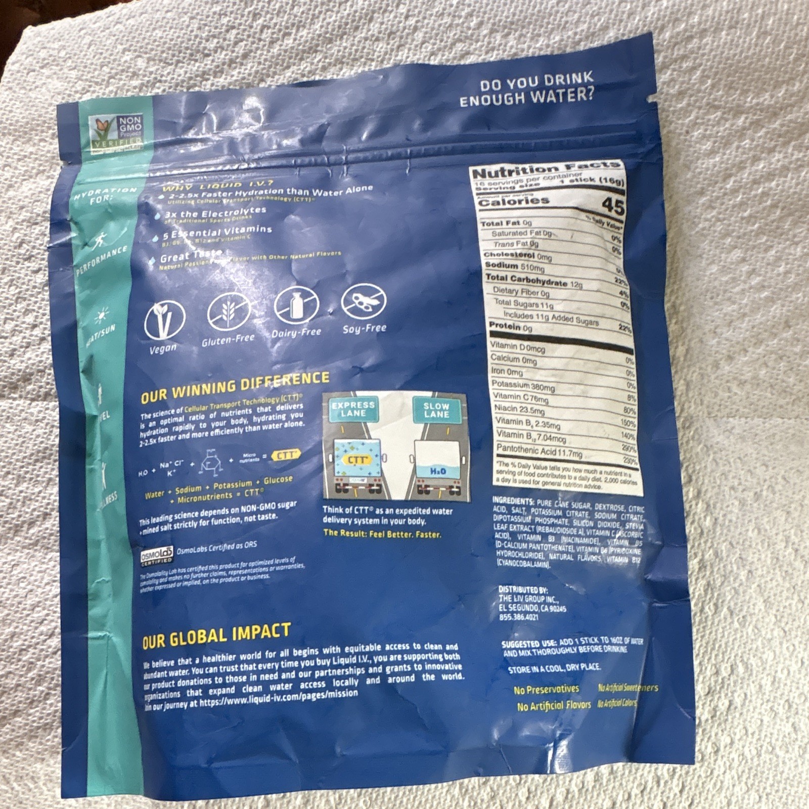 Liquid I.V. Hydration Multiplier Electrolyte Powder Passion Fruit 16 Servings