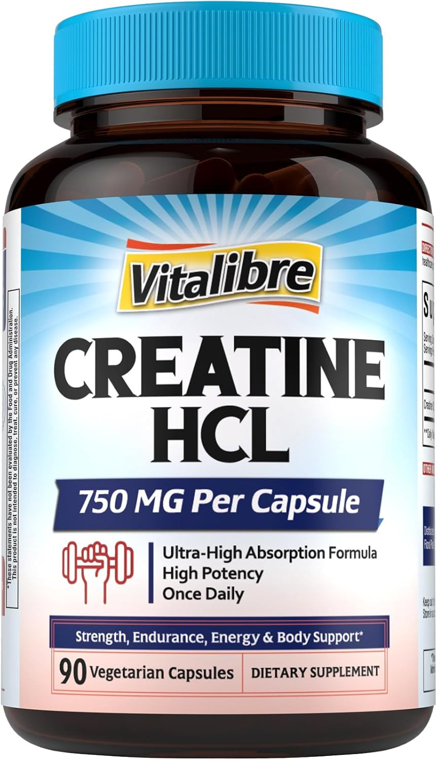 Creatine Hcl Capsule, 750Mg High Absorption Creatine Hydrochloride, Endurance, S