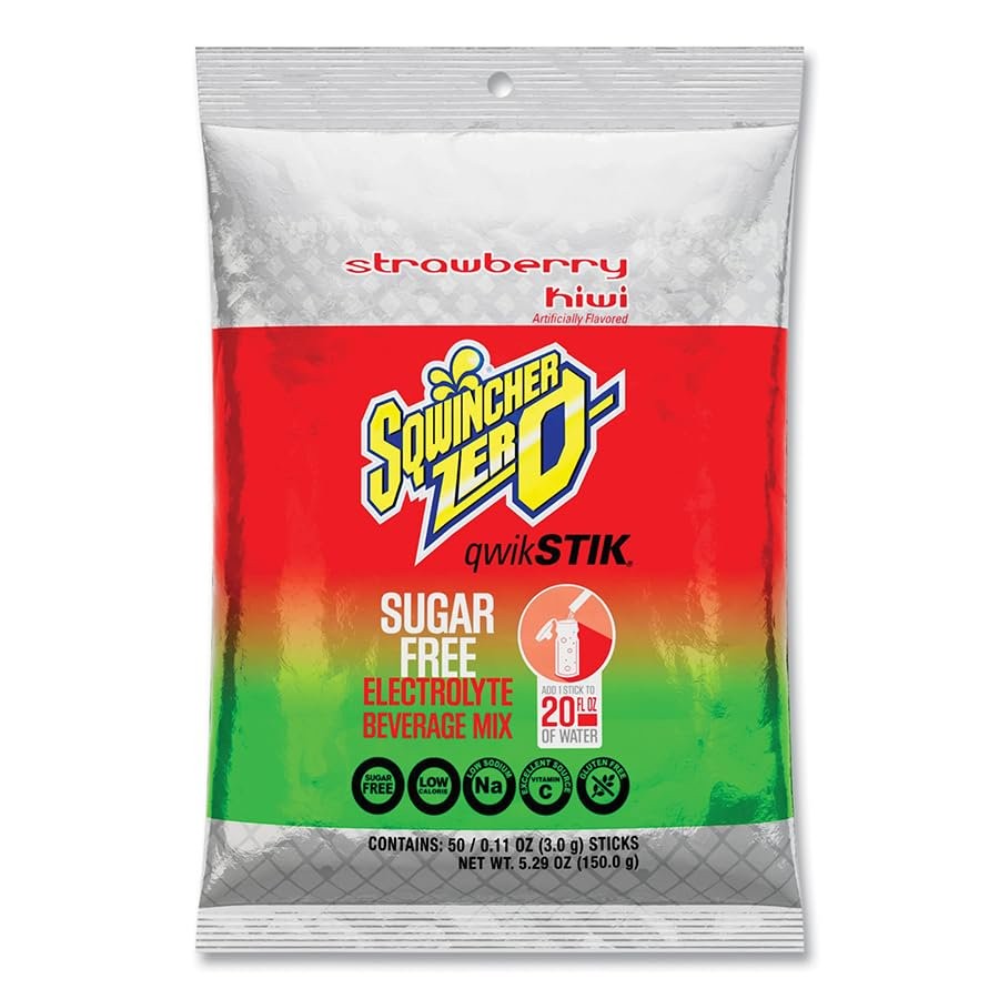 Sqwincher Bundle: (50) Strawberry Kiwi Zero Qwik Stiks (20oz Yield) & (50)…