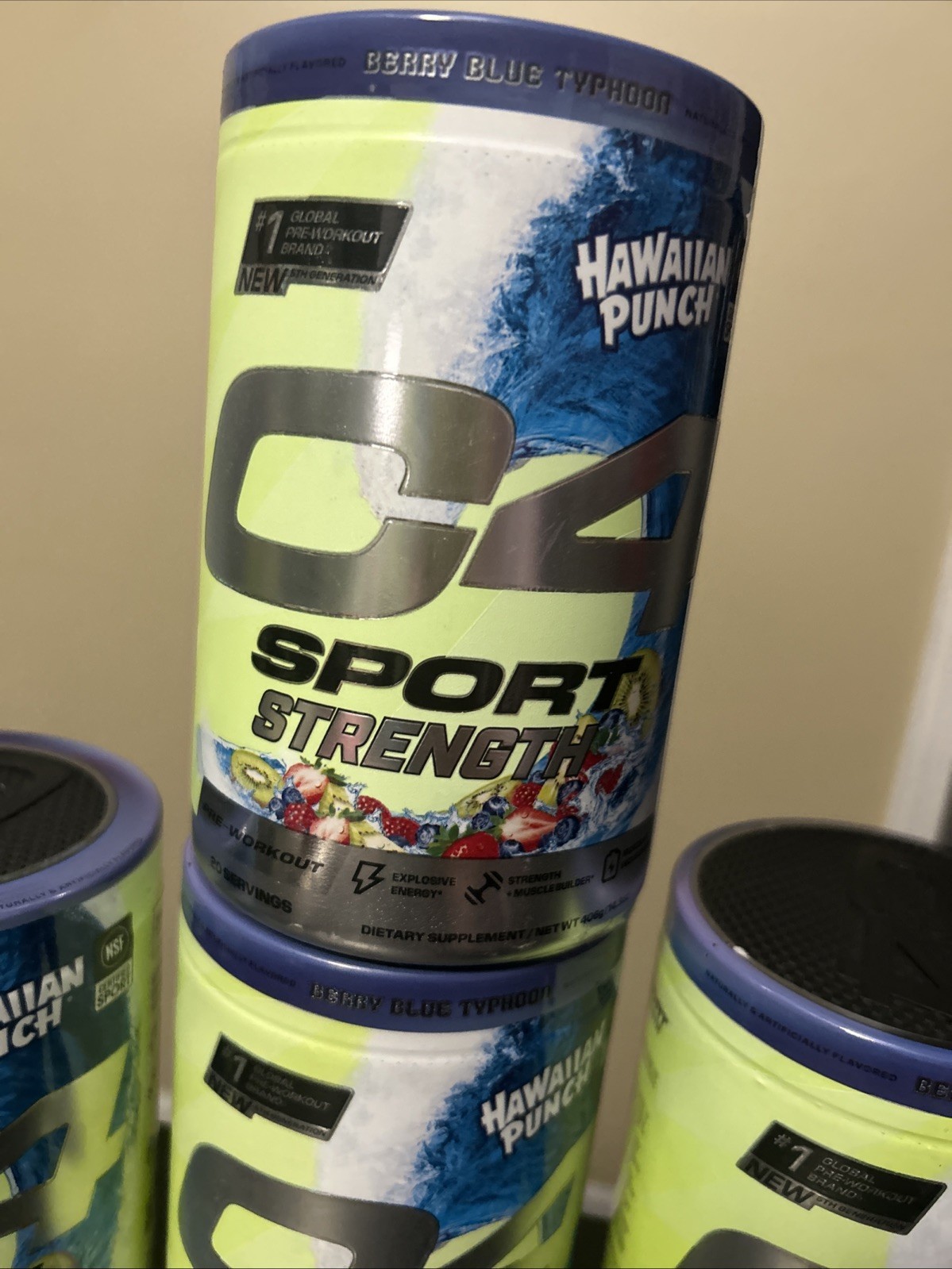 4 X Cellucor C4 Sport Strength Pre Workout Powder, Hawaiian Punch NEW SEALED