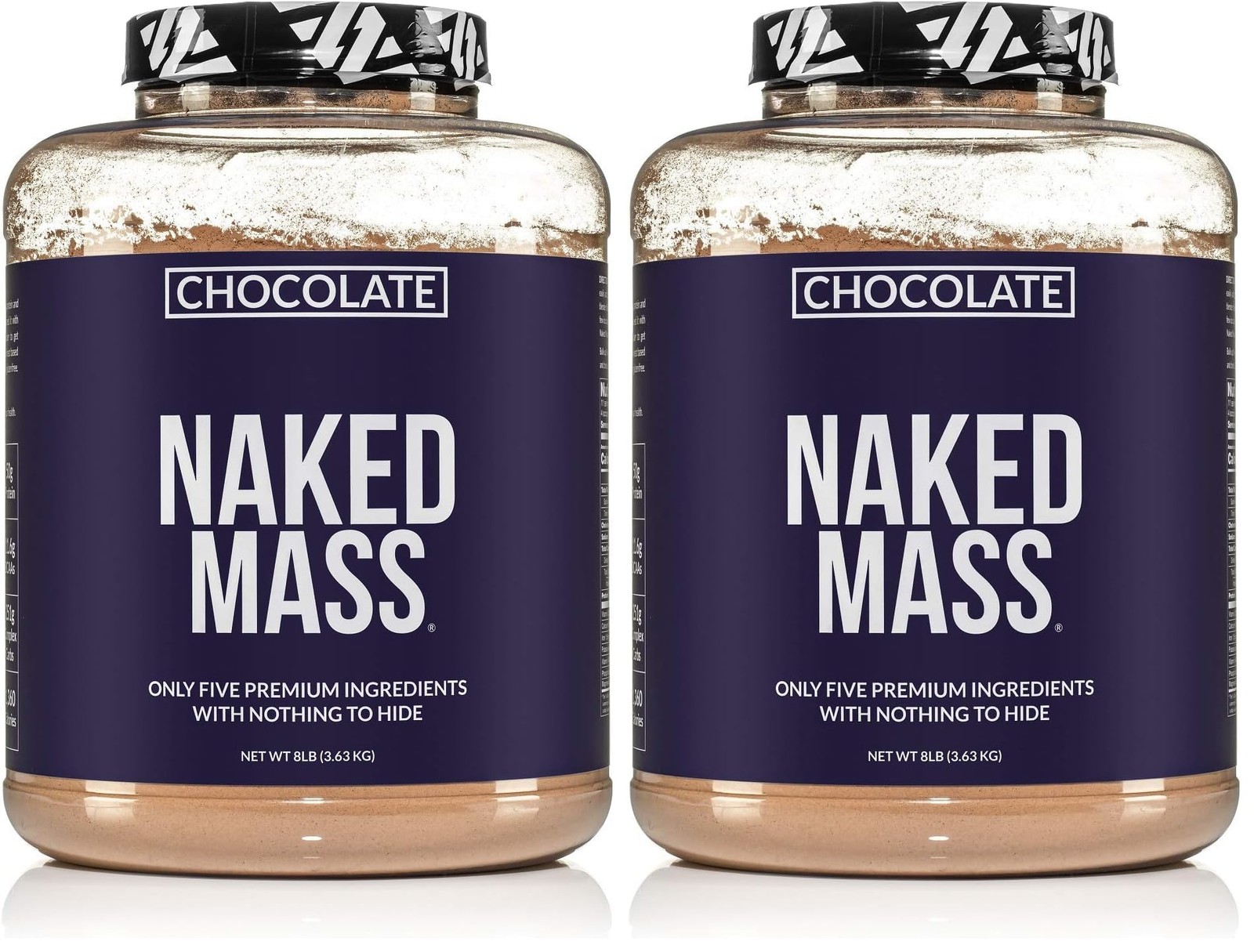 NAKED Chocolate Mass Gainer – All Natural Weight 8 Pound (Pack of 2)