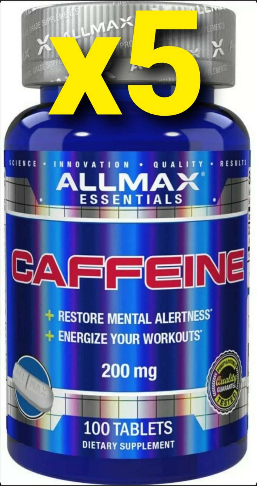 x5 Caffeine – ALLMAX®, Energy, Fat Burning, Mental Focus, 200mg, 500 Tablets