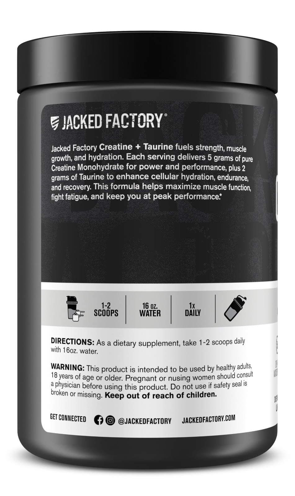 Creatine Monohydrate 5000mg + Taurine 2000mg – Muscle Strength & Hydration, 60 S