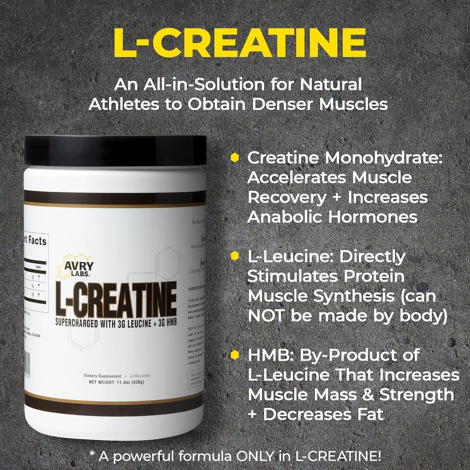 L-CREATINE Supplement: Creatine Monohydrate W/Leucine Amino Acid and HMB – Suppo