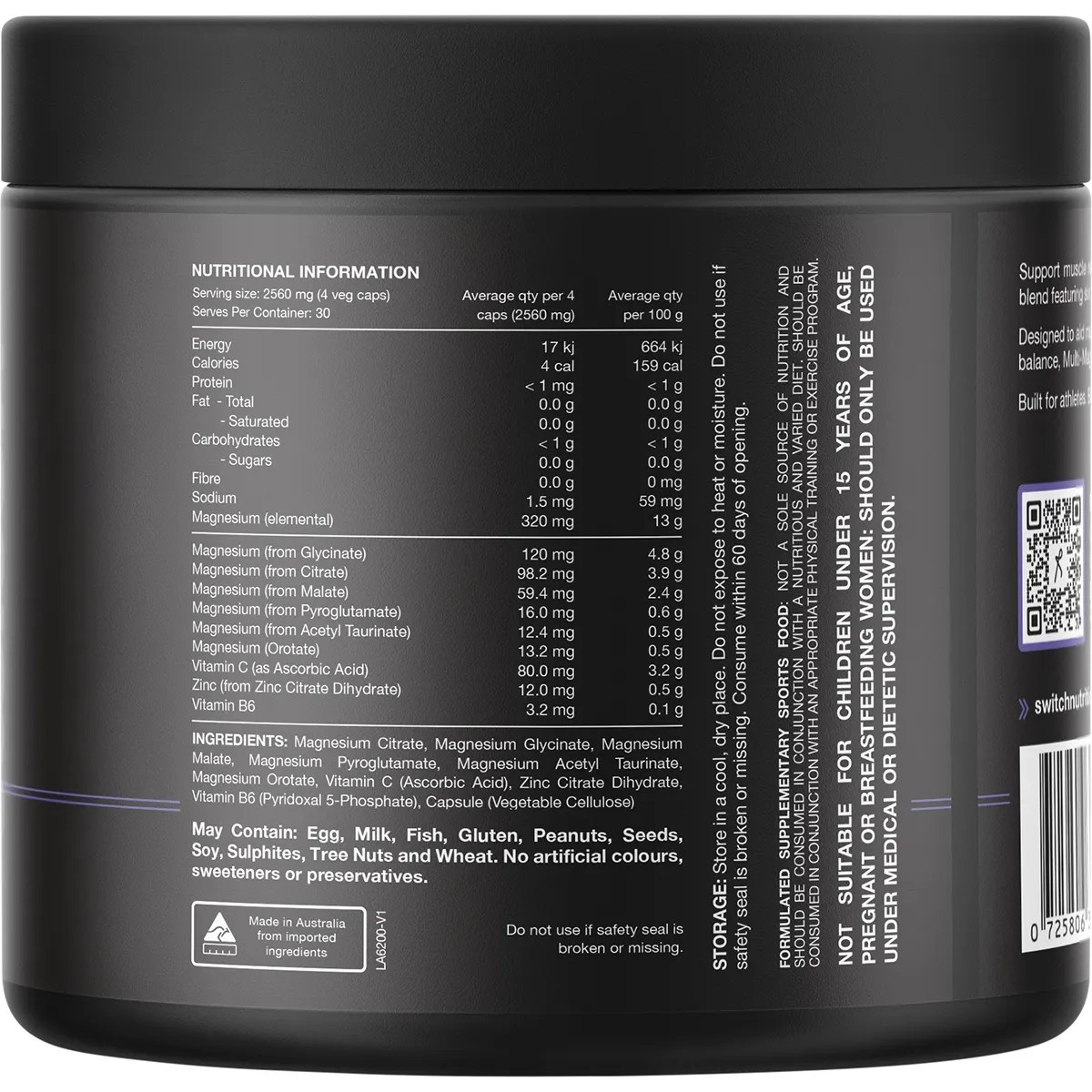 New Switch Nutrition Multi-Mag Perform 120 Capsules Recovery