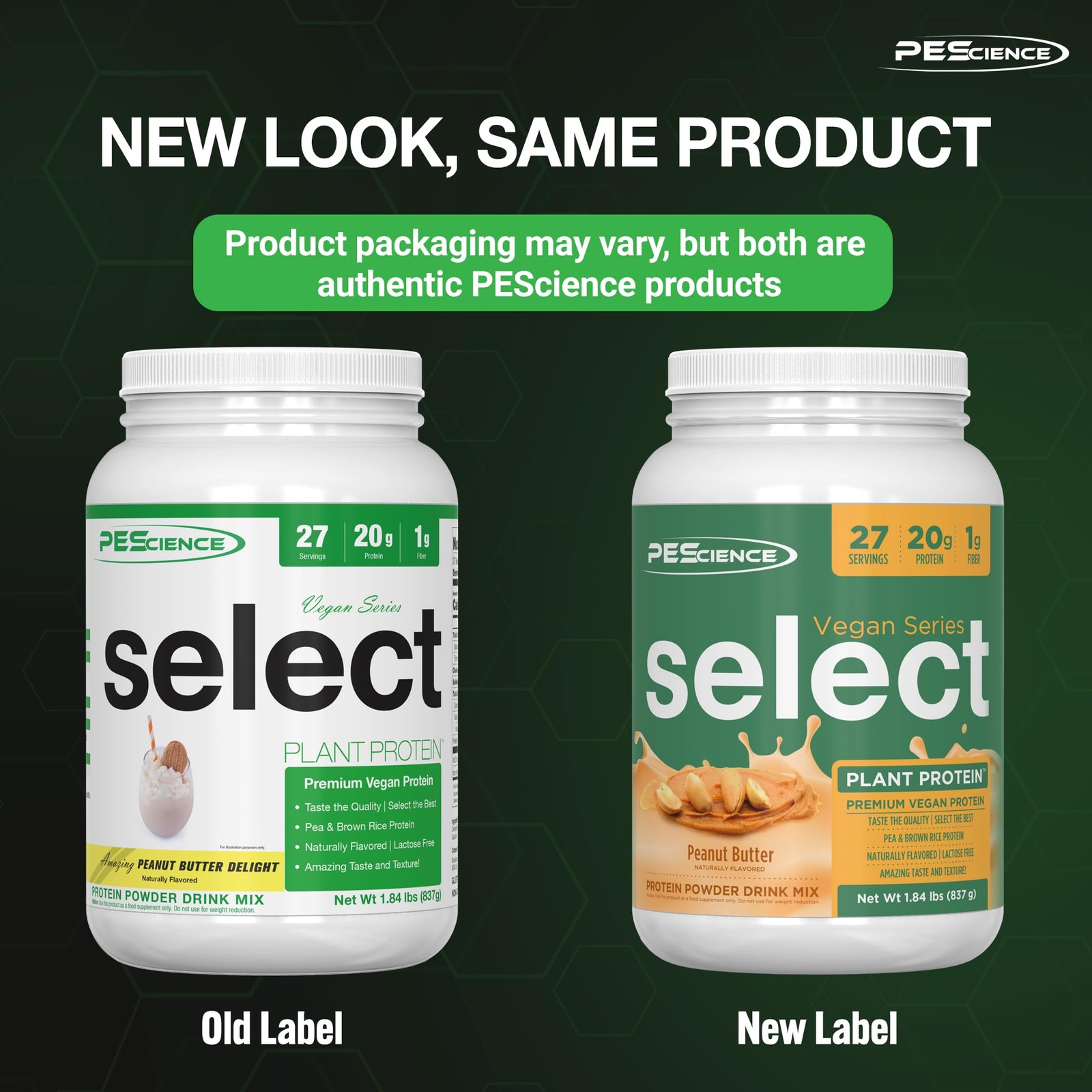 PEScience Select Vegan Protein Powder Plant Based 27 Servings Delicious Taste