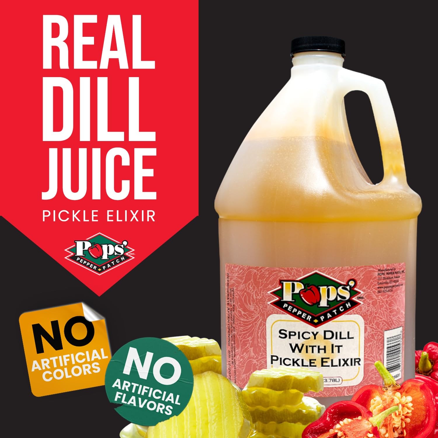 Pops Pepper Patch Spicy Pickle Elixir – Brine for Leg Cramps -…