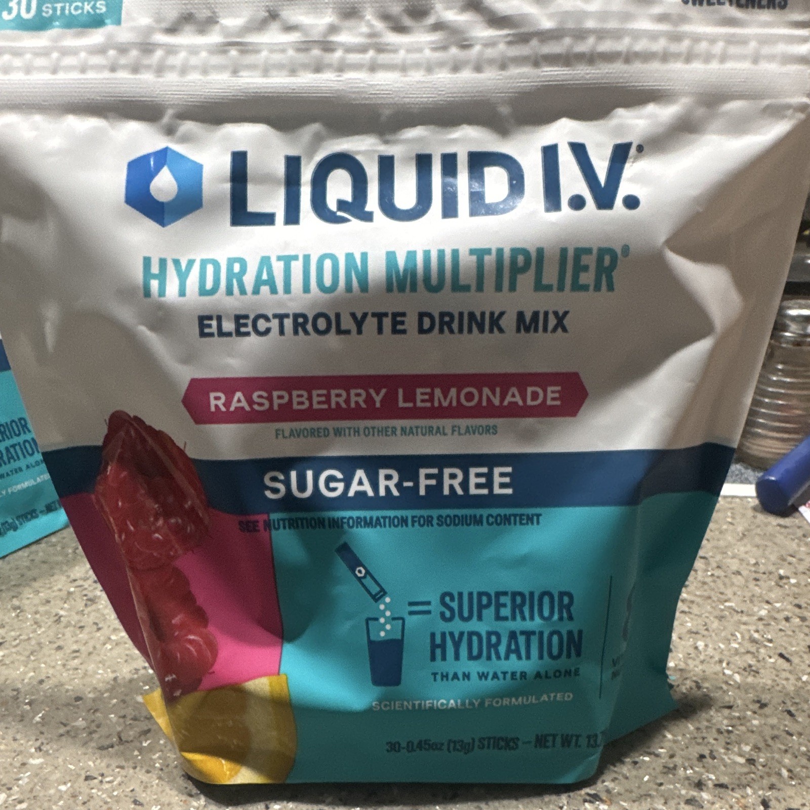 Liquid I.V. Hydration Multiplier Sugar-Free Raspberry Lemonade 30 Sticks Vegan