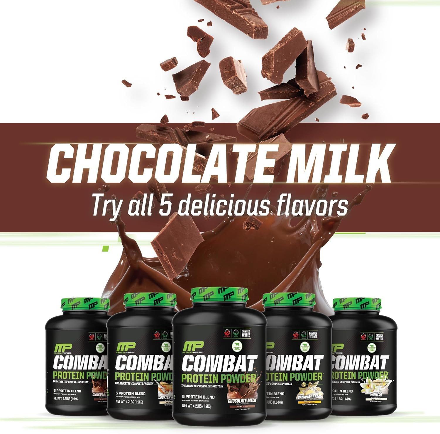 MusclePharm Combat Protein Powder Chocolate Milk 25g Protein 4.2lb