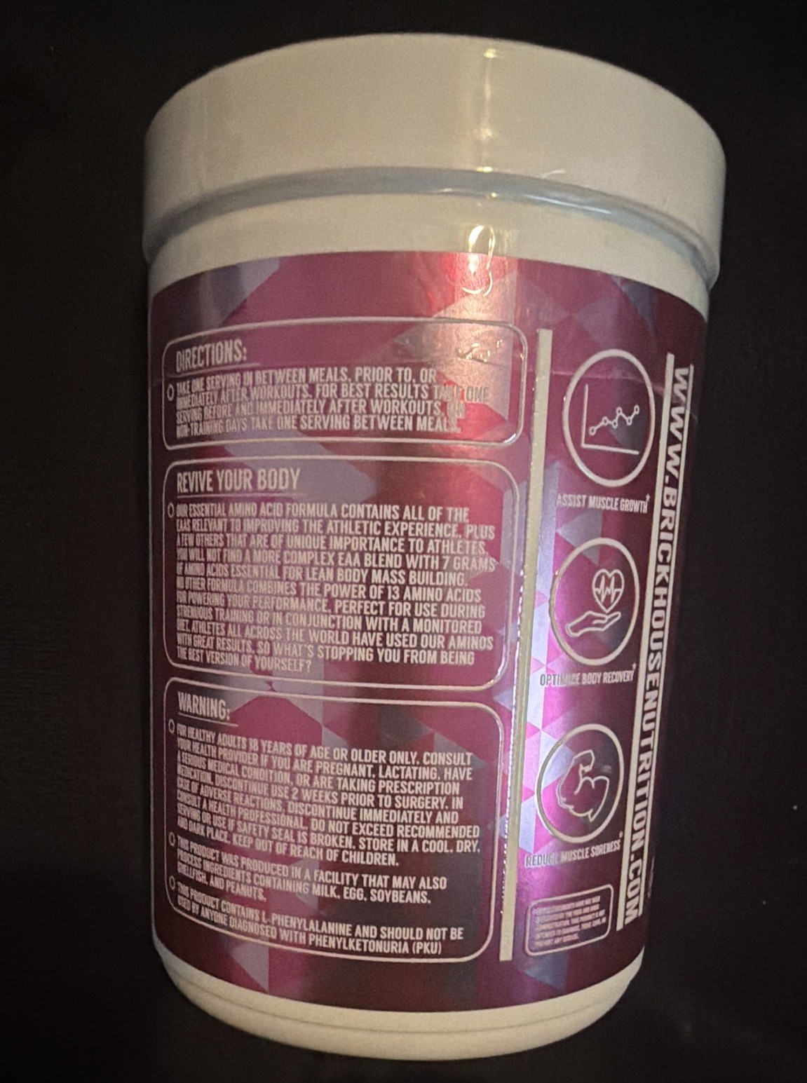 BrickHouse Nutrition Essential Amino Acids Powder, Strawberry Lemonade, 375g