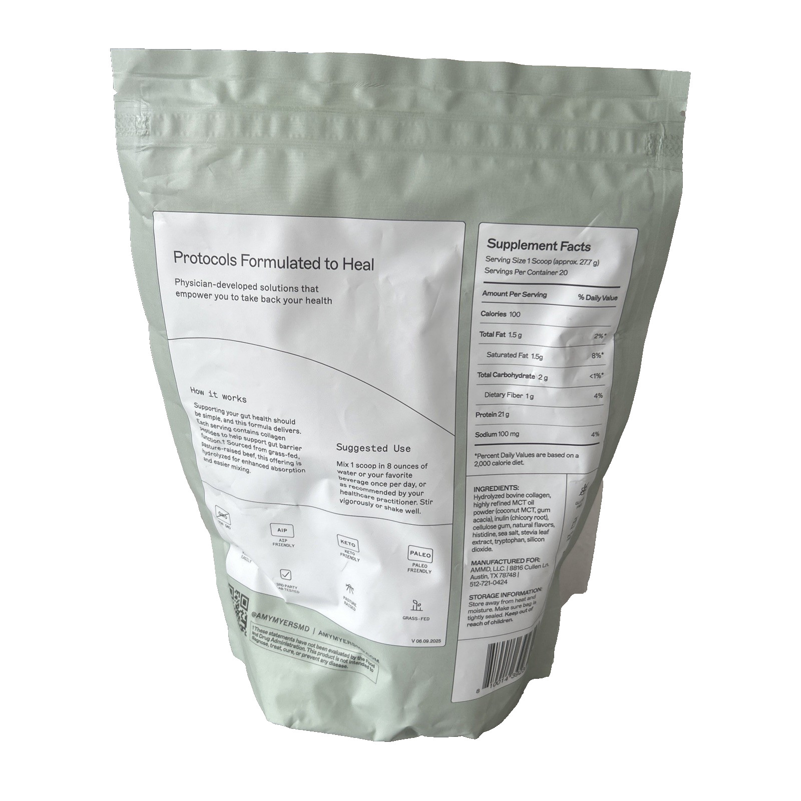 Amy Myers MD Paleo Protein Powder Vanilla 19.54 oz NEW Sealed Expiry 10/2027
