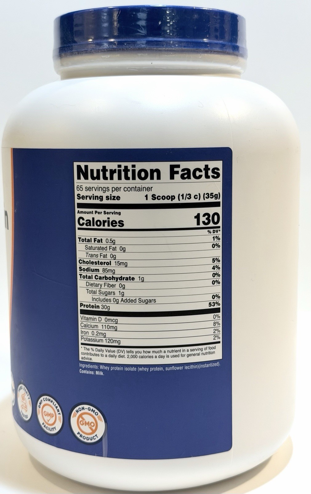 Nutricost Whey Protein Isolate Unflavored 5 lb 65 Servings Exp 01/2028