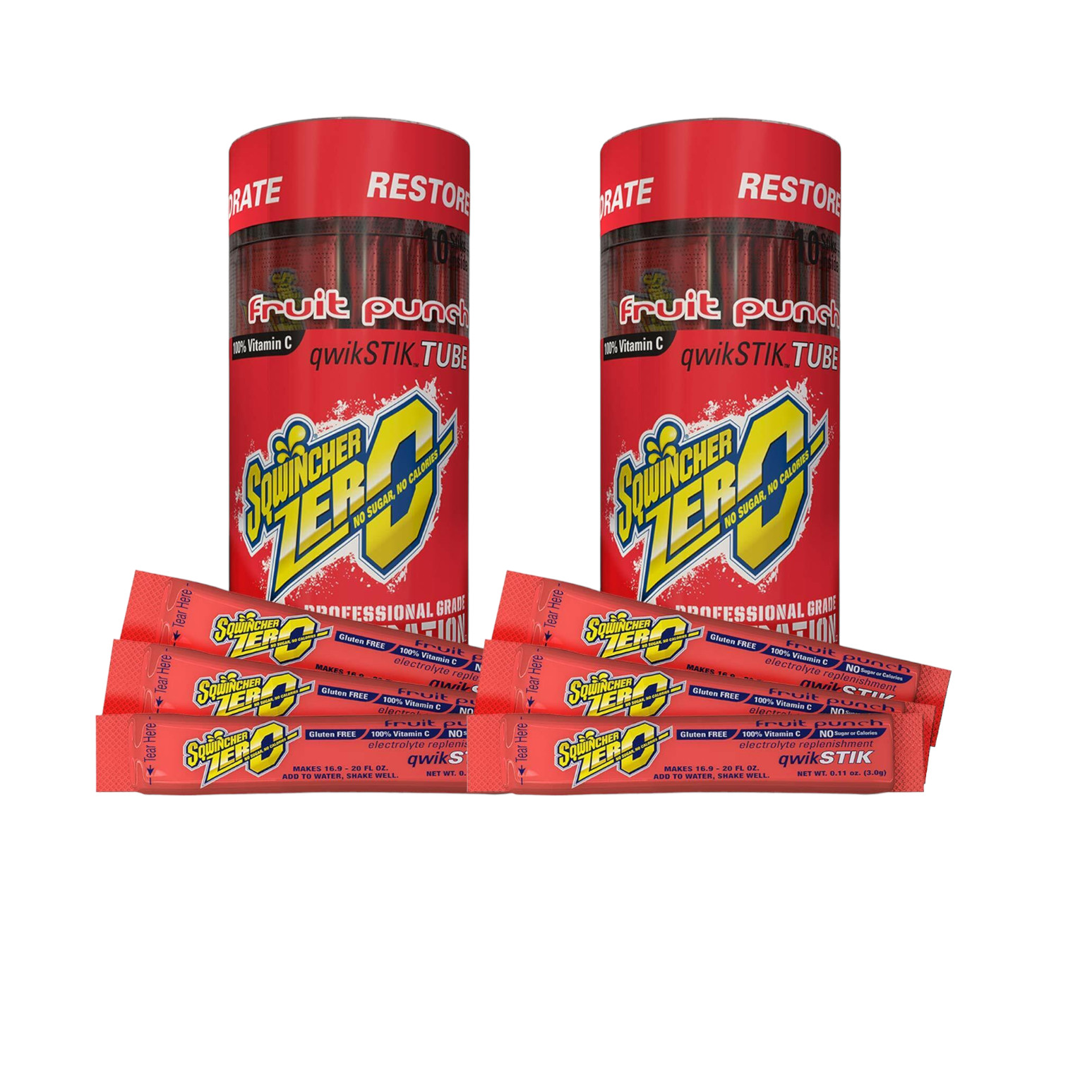 Sqwincher ZERO Sugar Free Electrolyte Powder Beverage FRUIT PUNCH 20 Qwik Stiks