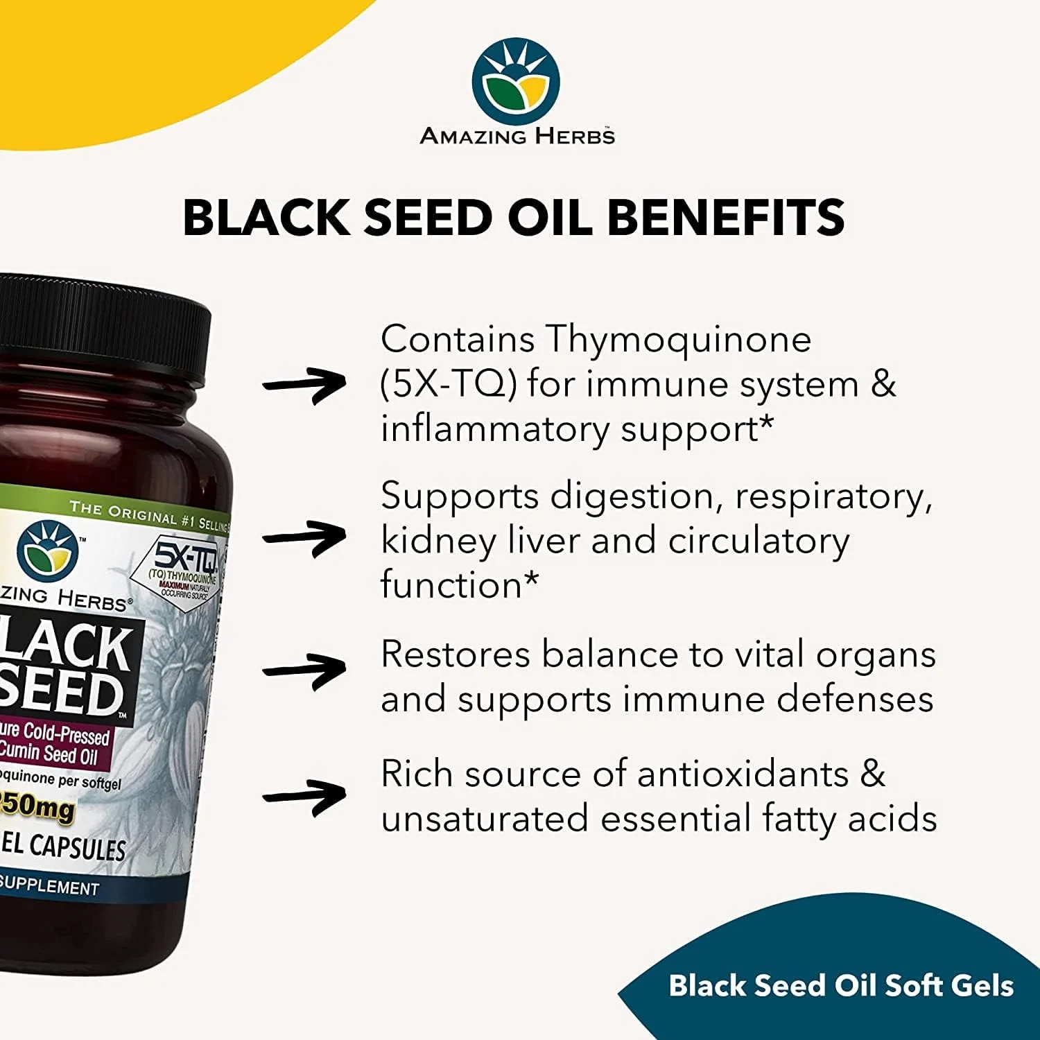 Premium Black Seed Oil Softgels – 1250mg Natural Capsules (60 Softgels)