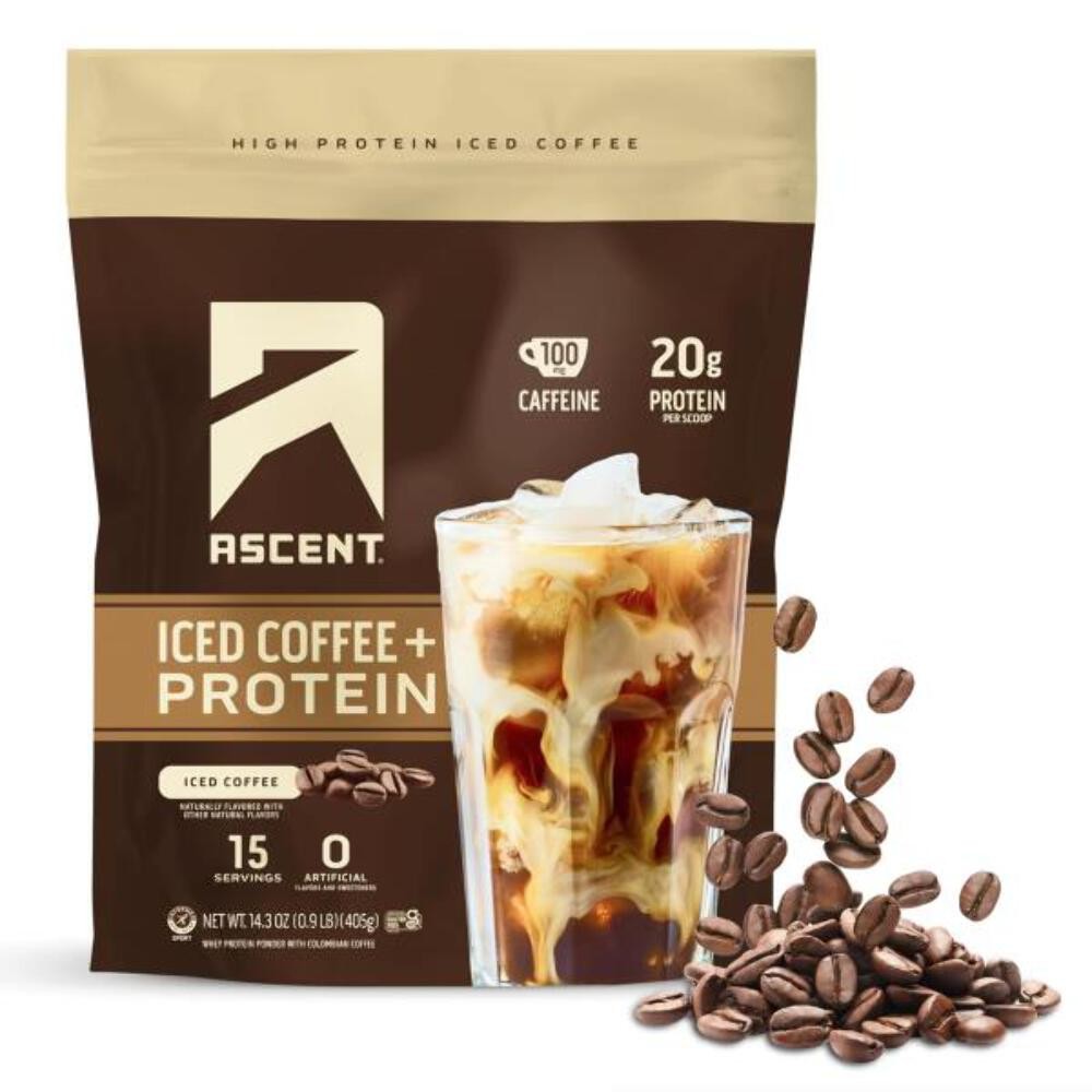 Ascent Iced Coffee Protein Powder – High Protein Coffee Powder, 20 g Protein & 1