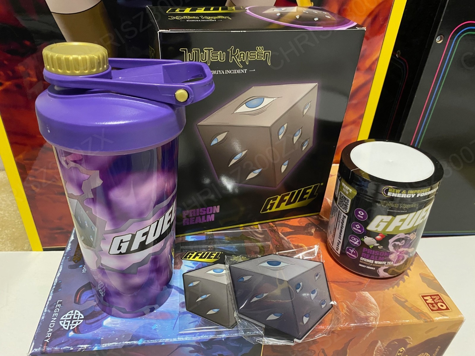 GFUEL JUJUTSU KAISEN Prison Realm Collector’s Box Standee + Shaker + Tub G FUEL