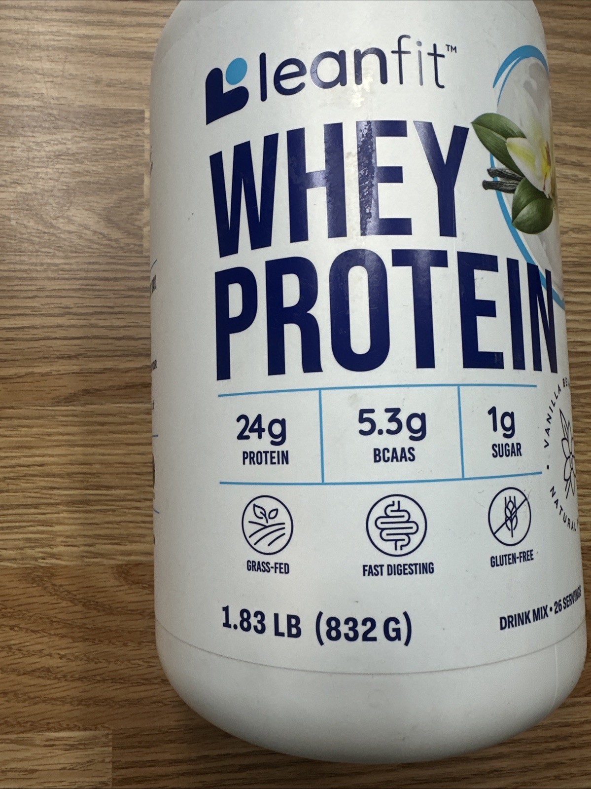 LeanFit WHEY Protein Natural Vanilla Bean Protein Powder 26 Servings 10/27