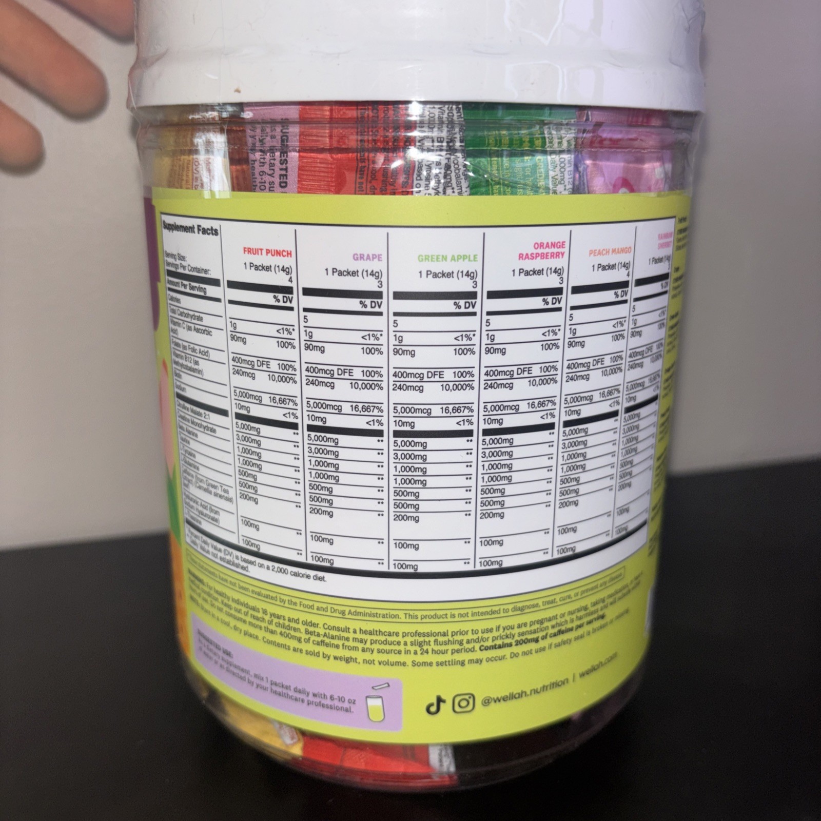 Wellah Pre-Workout + Creatine (Variety Pack) 20 Stick Packs, 6 Flavors