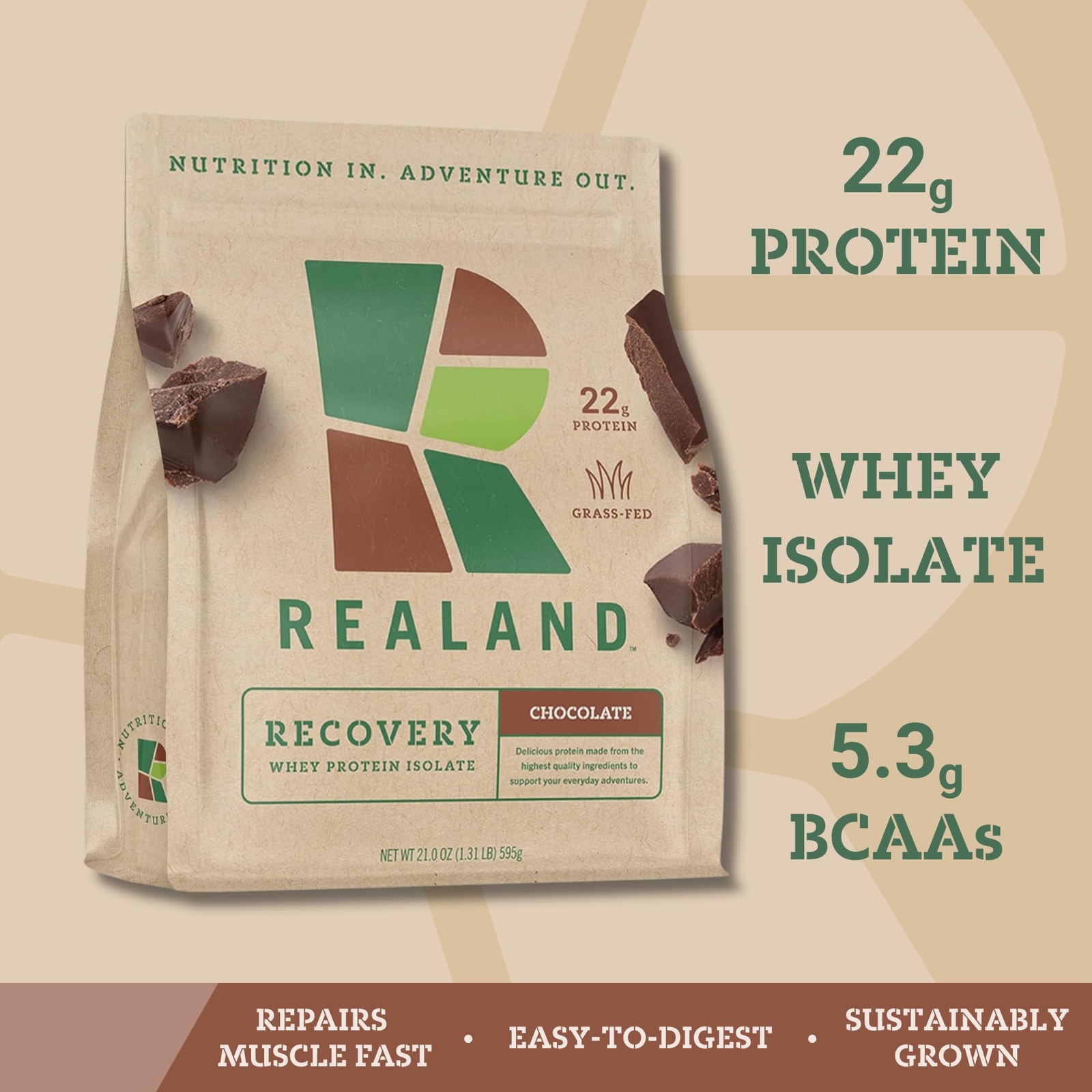 Realand Whey Protein Isolate – Grass-Fed Protein Powder for Recovery – 22g of…