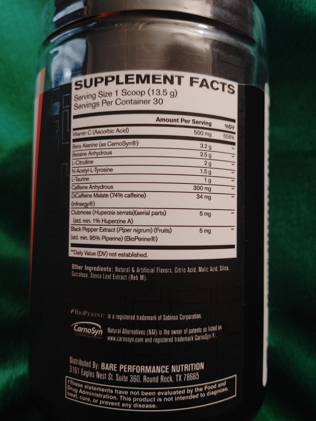 Bare Performance Nutrition Flight Pre Workout- Energy, Focus, & Endurance