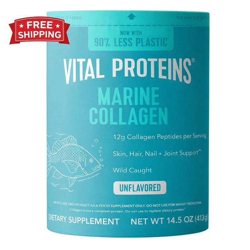 Vital Proteins Marine Collagen, Unflavored, 14.5 oz Dairy Gluten Free 34 Serving