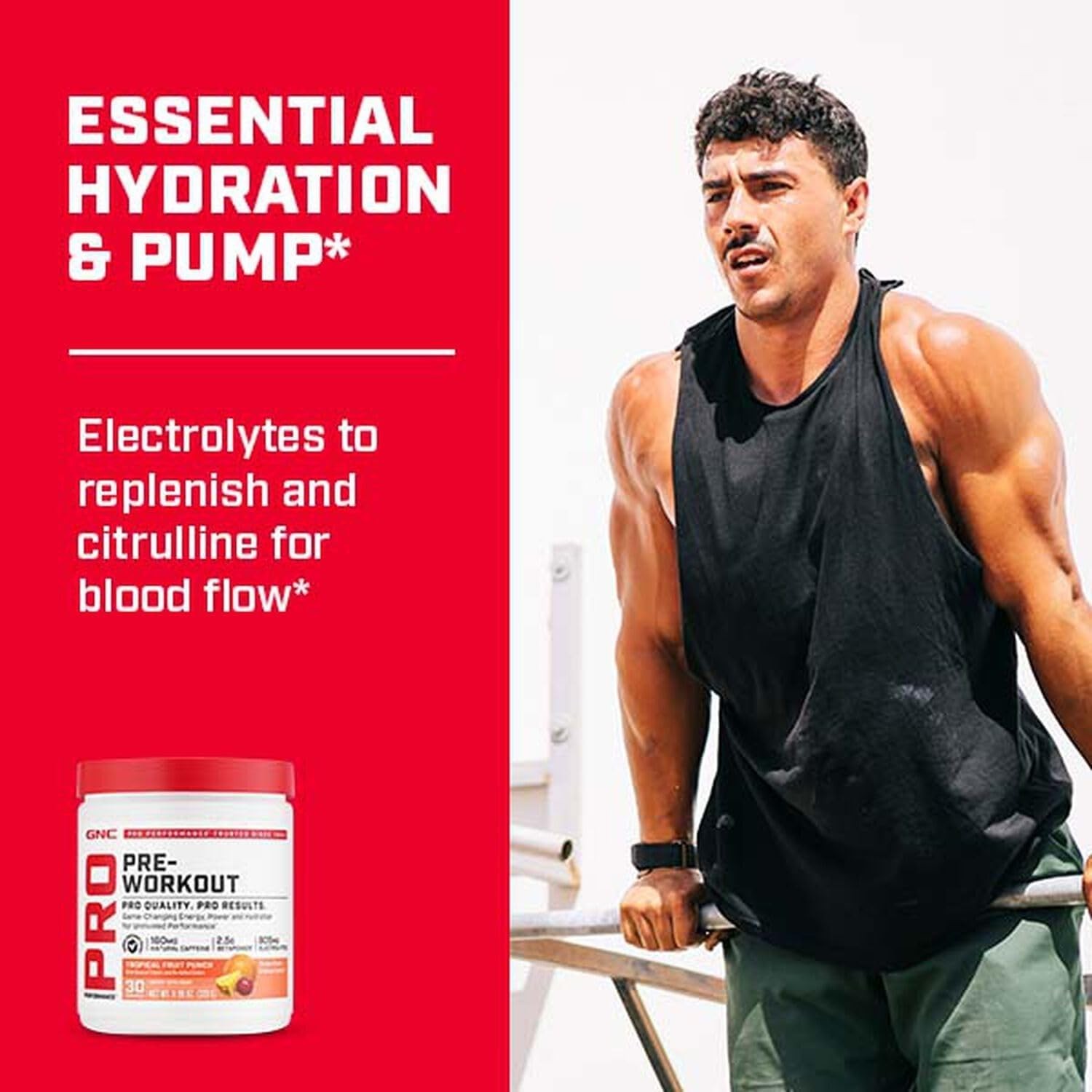 Pre-Workout Supplement Tropical Fruit Punch | 30 Servings | Energy & Focus Boost