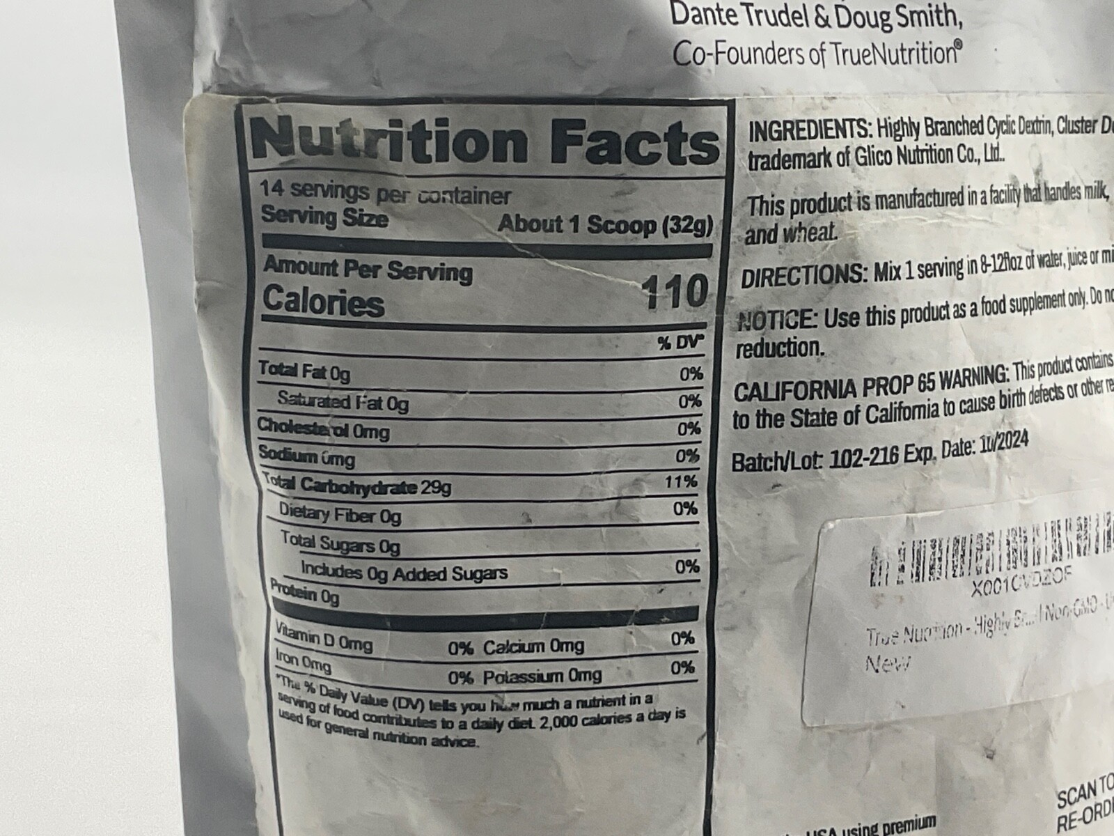 Highly Branched Cyclic Dextrin Protein Powder Mix Unflavored/Unsweetened 1 lb
