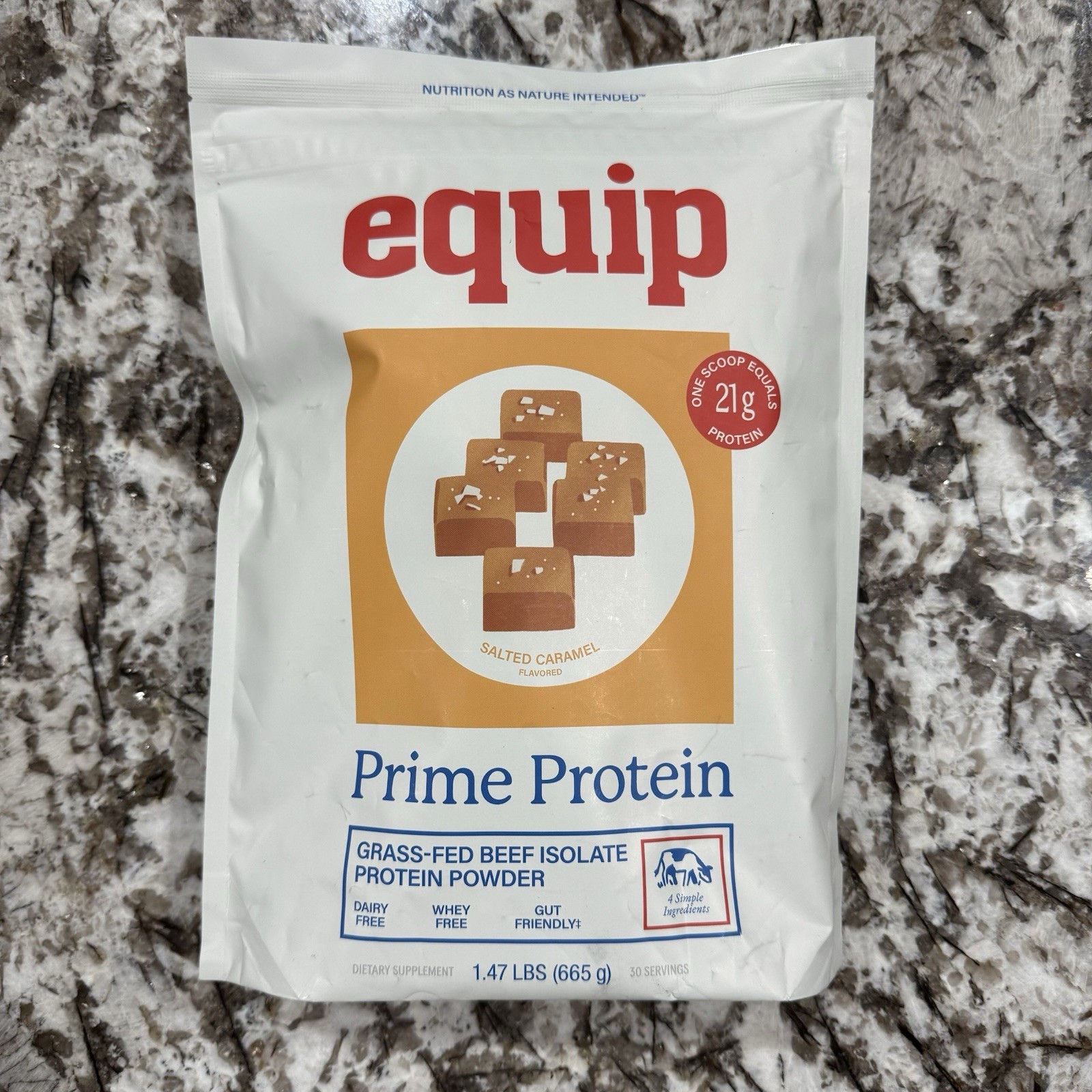 Equip Prime Salted Caramel Grass-Fed Beef Protein Powder 1.7lb Exp 2028 NEW