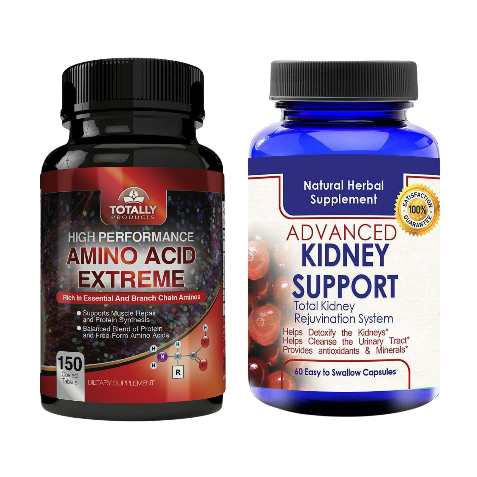 Amino Acid BCAA Muscle Growth Dietary Supplement and Kidney Cleanse Detox Pills