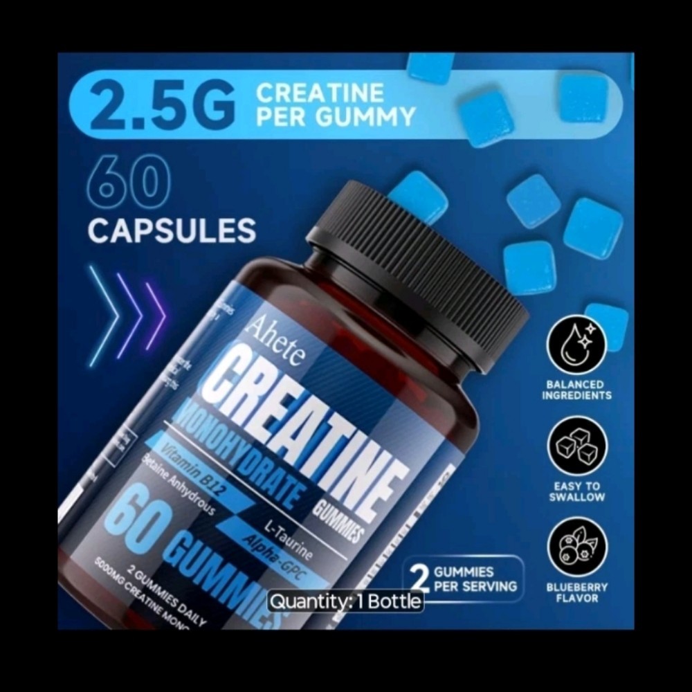 Creatine Monohydrate GUMMIES Blueberry 🫐 Flavor 2 Pack 2 Month Supply
