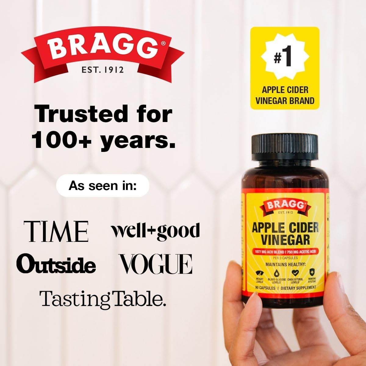 Bragg Apple Cider Vinegar , 90 Capsules Sealed Exp 02/2028 Fast Shipping