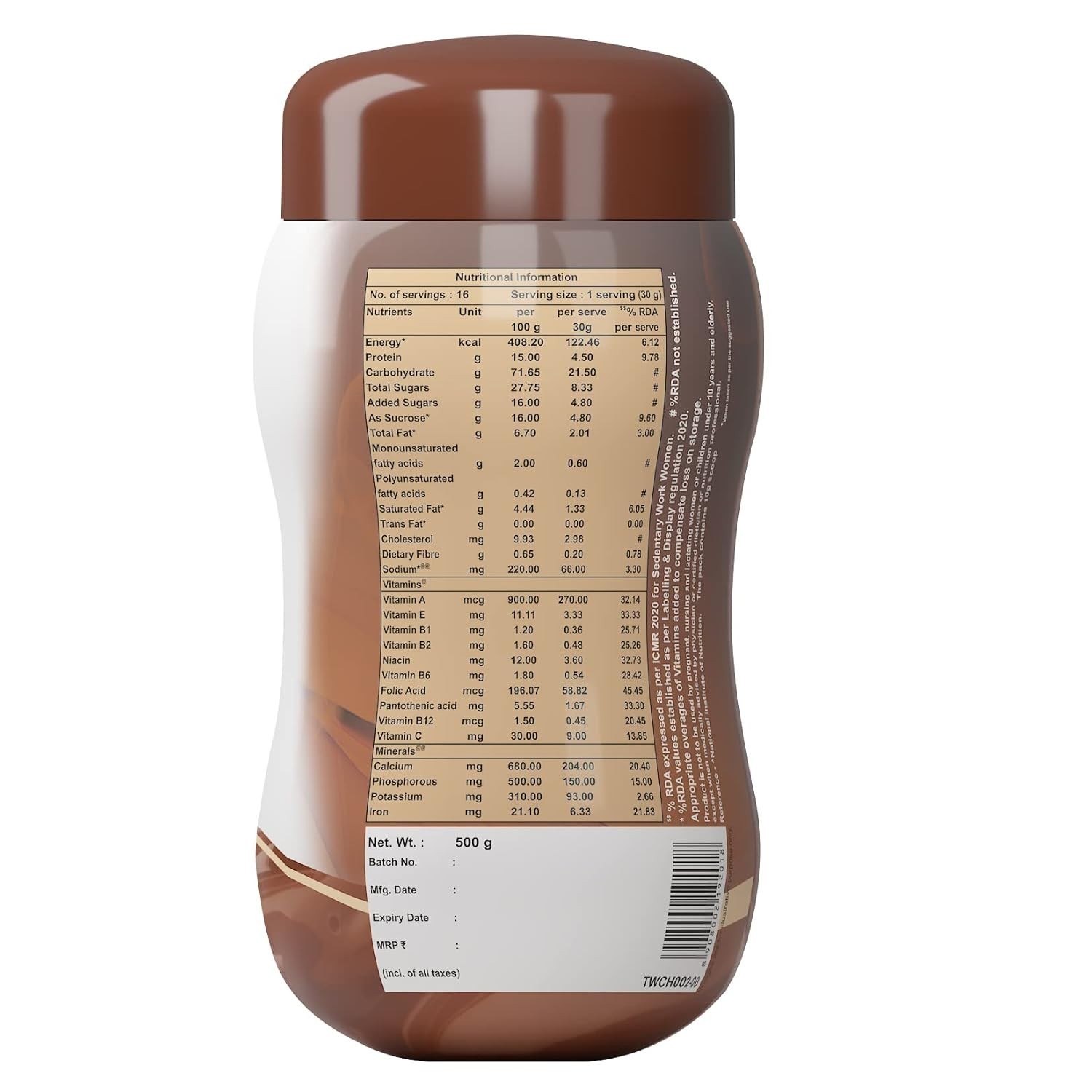 Endura Mass Weight Gainer With Chocolate Flavour 500gm Free Ship