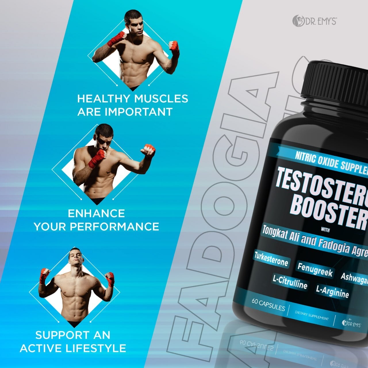(5 Pack) Testosterone Supplement Booster Capsules Blood Flow Nitric Oxide