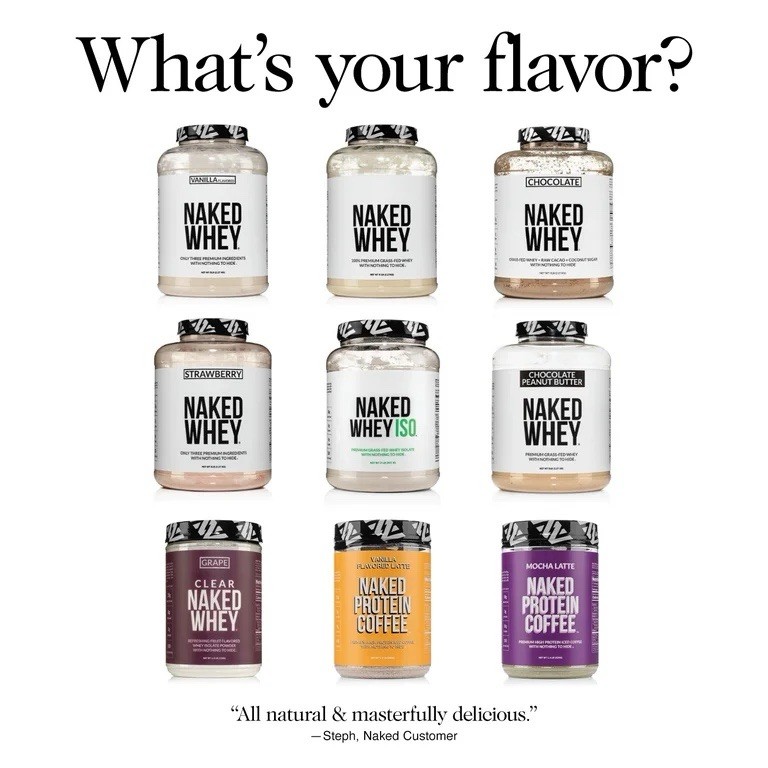Naked Vanilla Whey Isolate Grass-Fed Protein, 24 Servings
