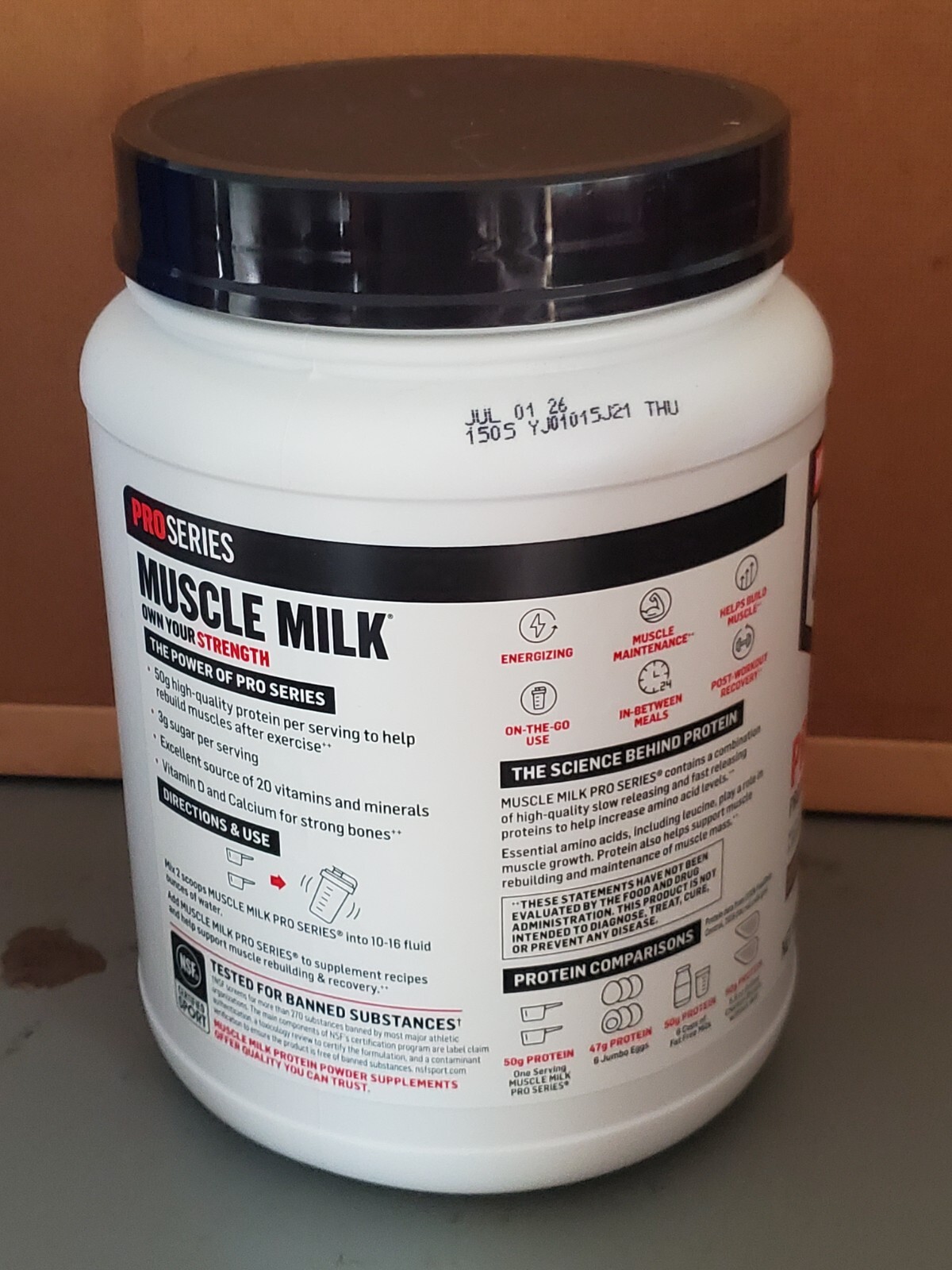 (BB 07/26) Muscle Milk Knockout Chocolate 50g Protein Powder 32 oz.