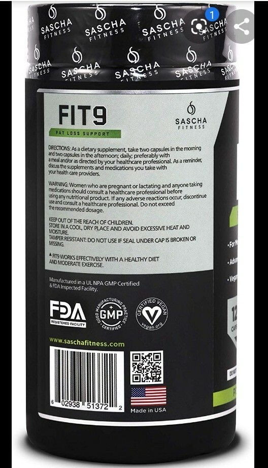 4 PACK FIT 9 FAT LOSS SUPPORT (120 caps) completely Original! By Sascha Fitness