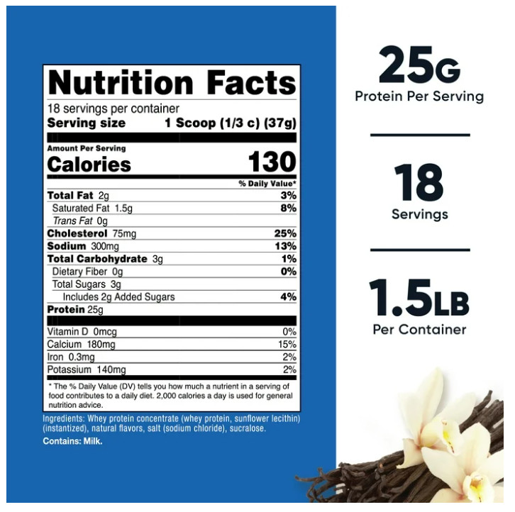 Nutricost Whey Protein Concentrate Vanilla 1.5LB 25g Protein