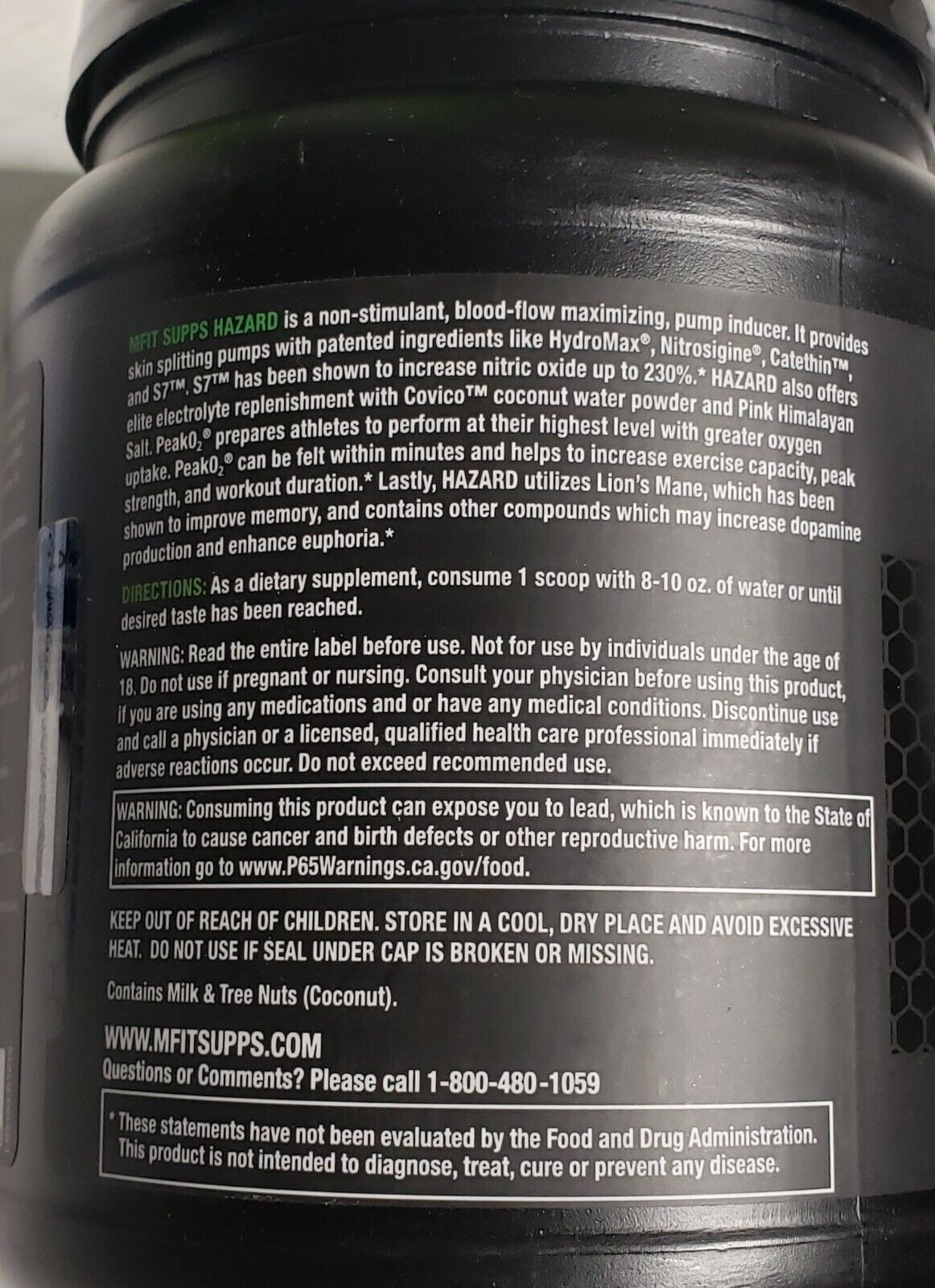 MFIT SUPPS – HAZARD Non-Stimulant Pump Formula – Raspberry Lemonade – Exp 2/2026