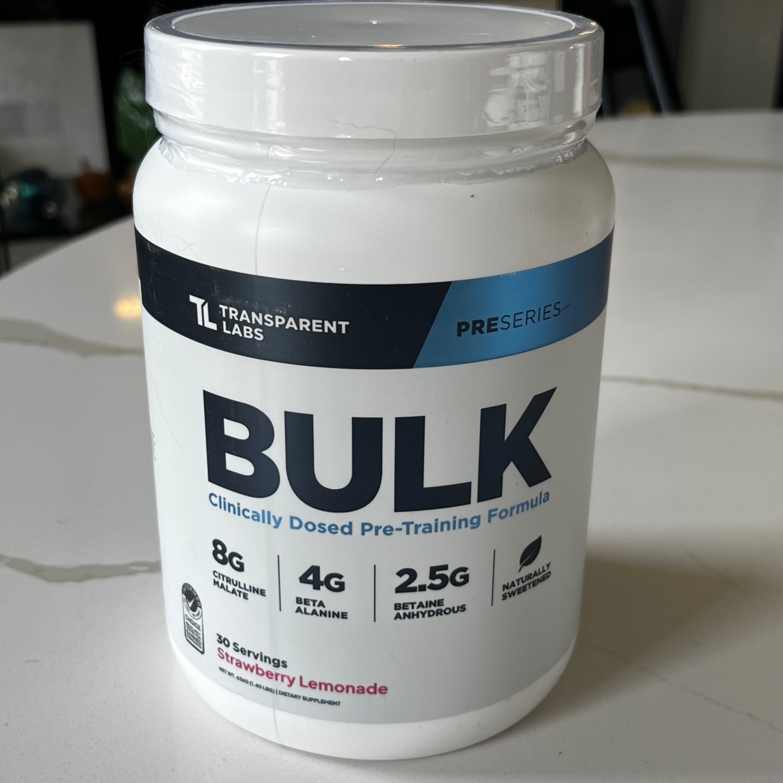 Transparent Labs Bulk PreWorkout Powder Strawberry Lemonade 30 Servings exp 6/28