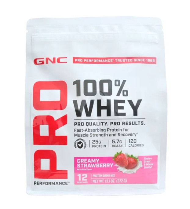 GNC Pro Performance 100% Whey 2.0 Strawberry Flavor Protein Powder 12 Servings