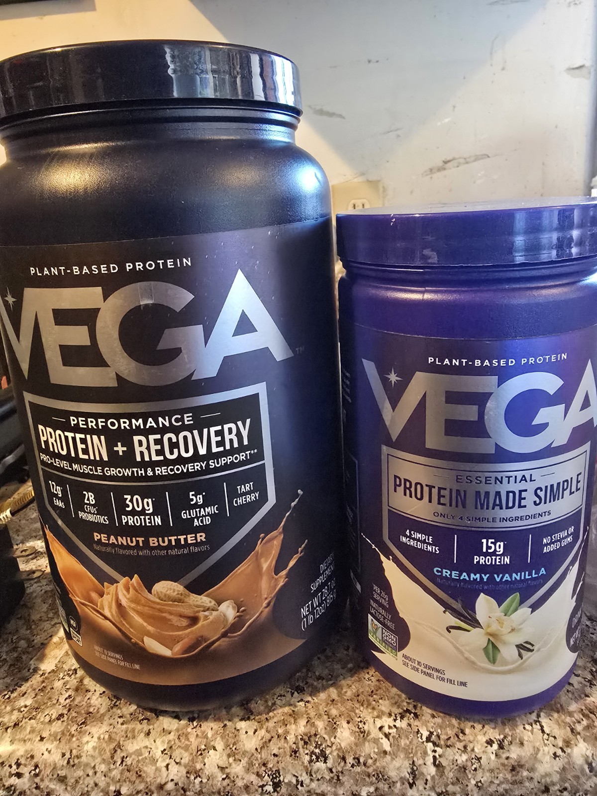 Vega Sport Vegan Protein + Vanilla Powder – Peanut Butter 1LB 12oz, Exp. 2/27