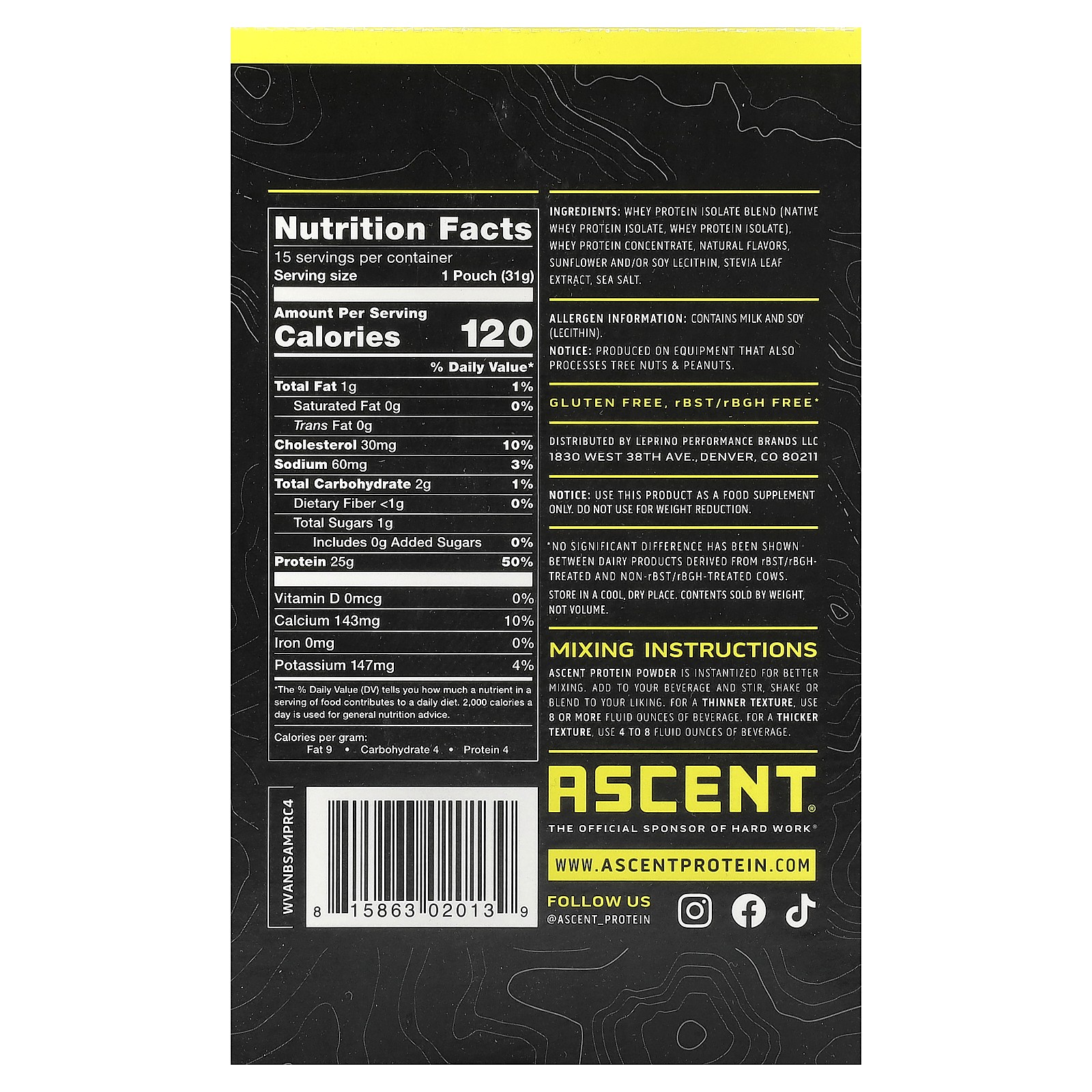 Native Whey Protein Blend, Vanilla Bean, 15 Packets, 1.09 oz (31 g) Each