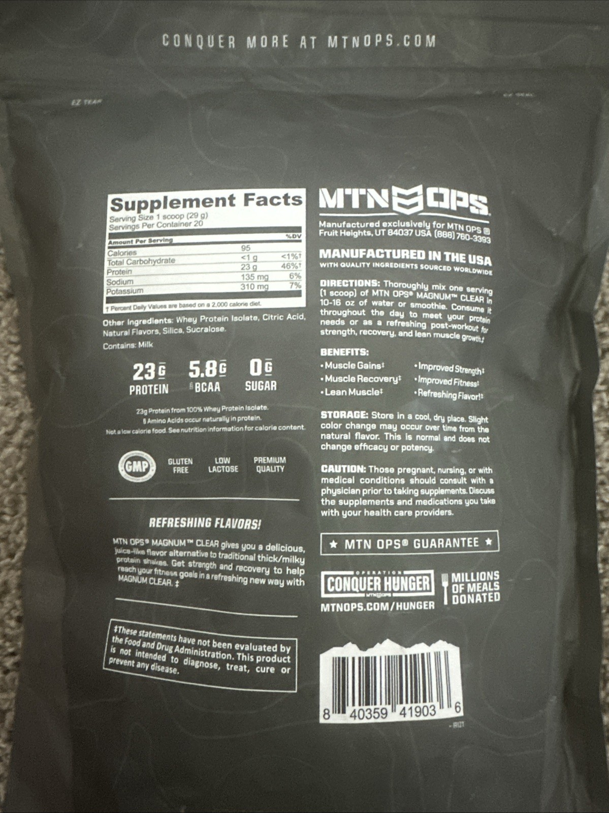 MTN OPS Magnum Clear Protein Powder – 23g 100% Whey Protein Isolate per Serving