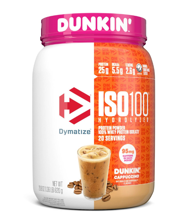 Dymatize ISO100 Hydrolyzed Whey Isolate, Dunkin’ Cappuccino, 20 Servings
