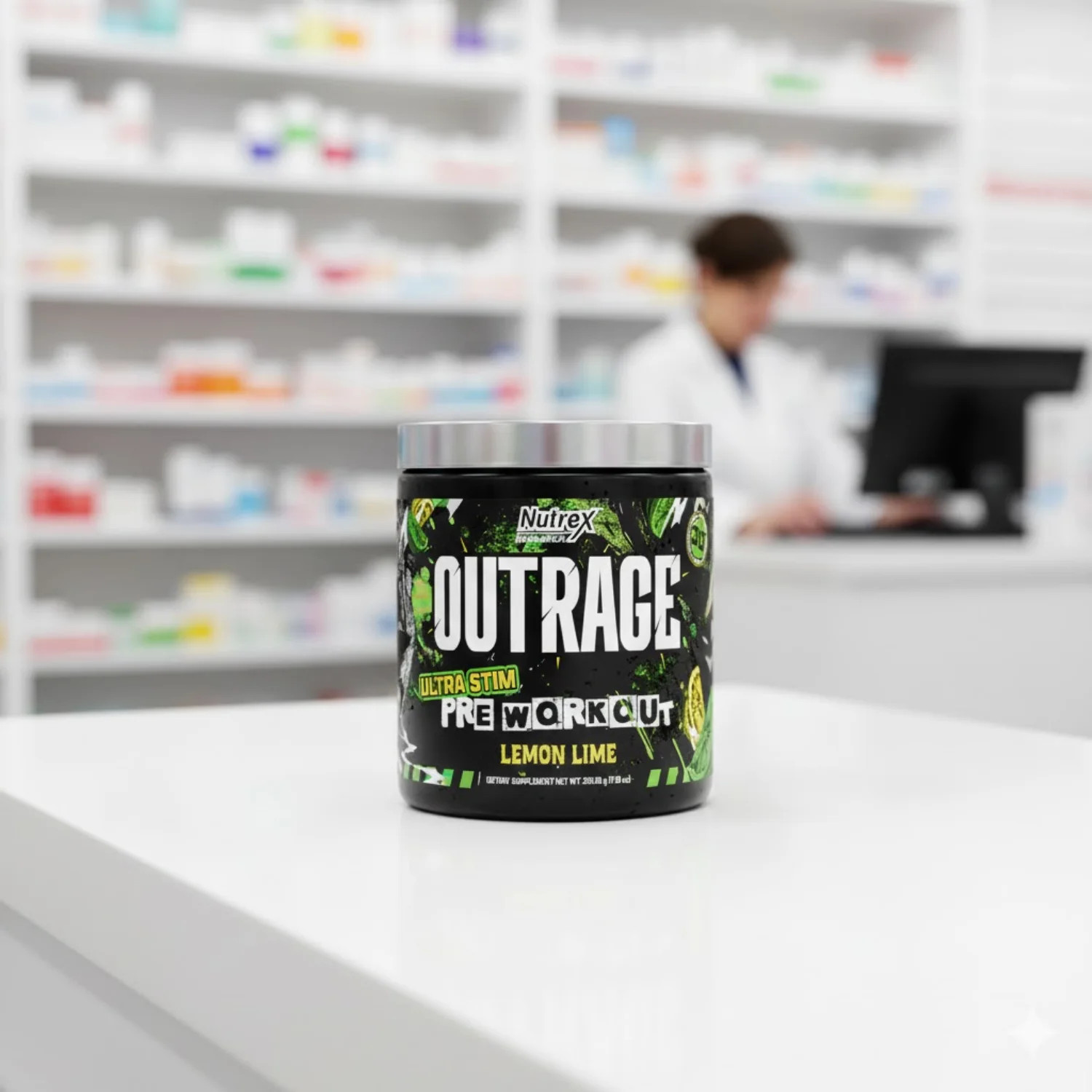 Nutrex Research OUTRAGE Lemon Lime High Intensity Pre Workout Powder 30 Servings