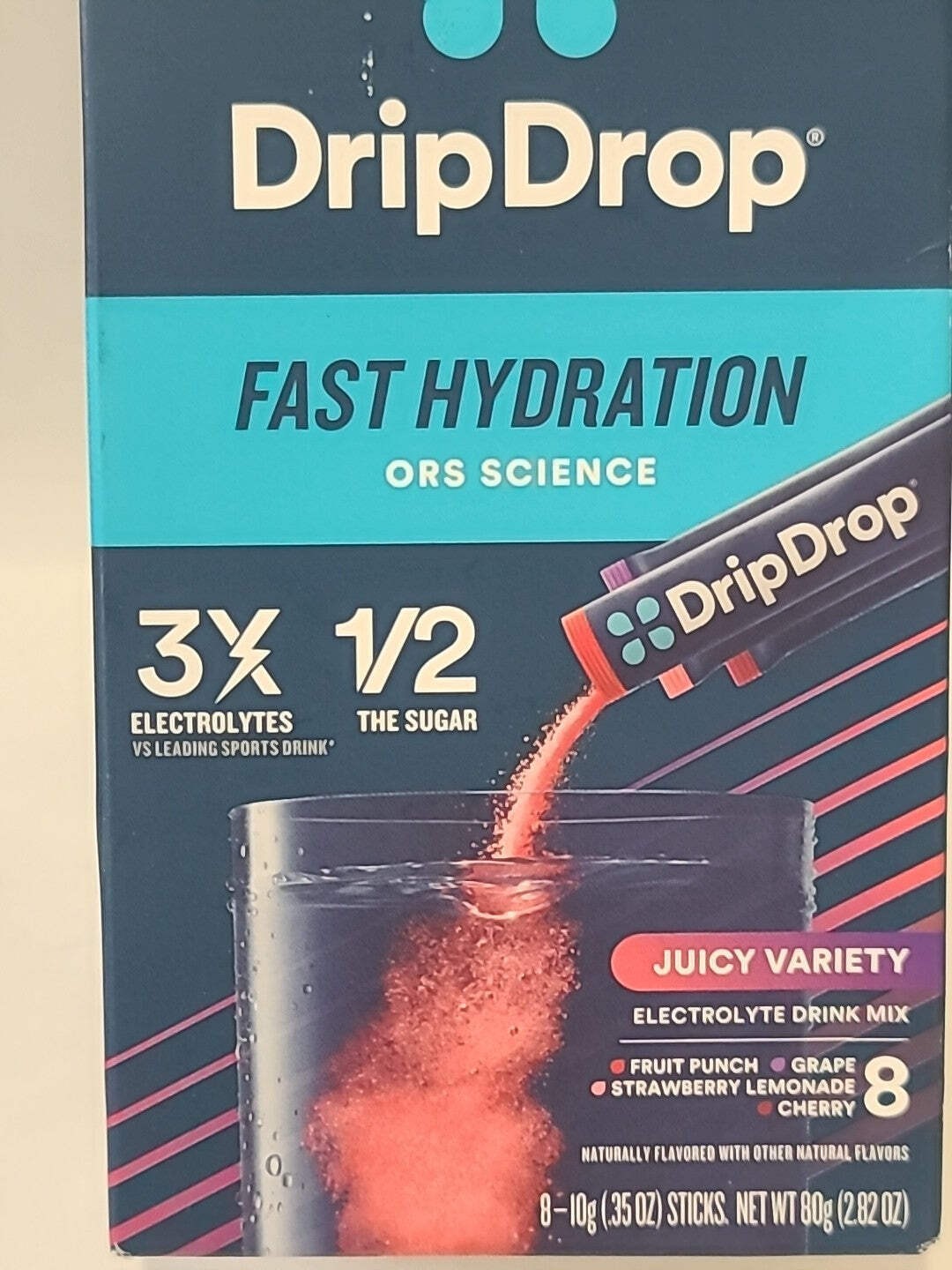 2x Drip Drop Dehydration Relief JUICY VARIETY Powder 8 Stick EXP 10/28