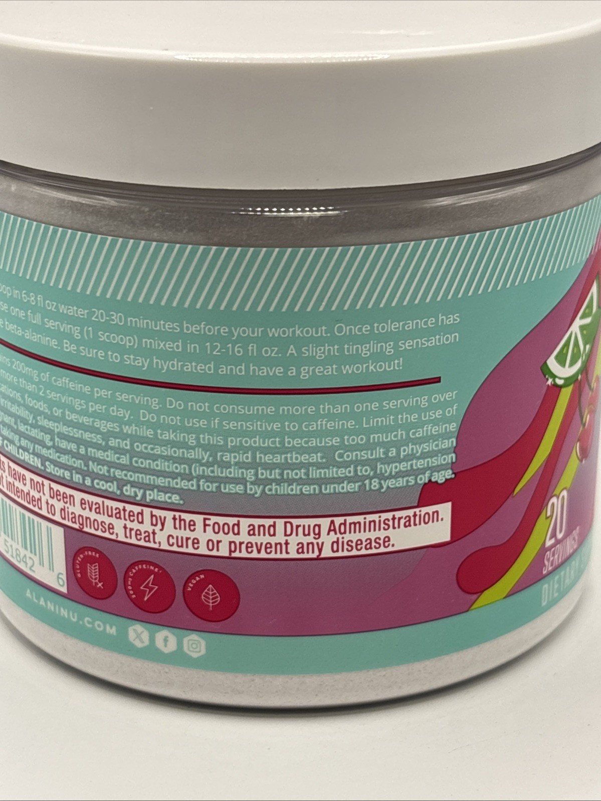 Alani Nu Pre Workout Cherry Twist Powder 20 Servings Energy Pump